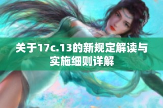 關(guān)于17c.13的新規(guī)定解讀與實施細則詳解