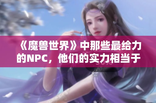 《魔獸世界》中那些最給力的NPC，他們的實力相當(dāng)于三個玩家的代入感